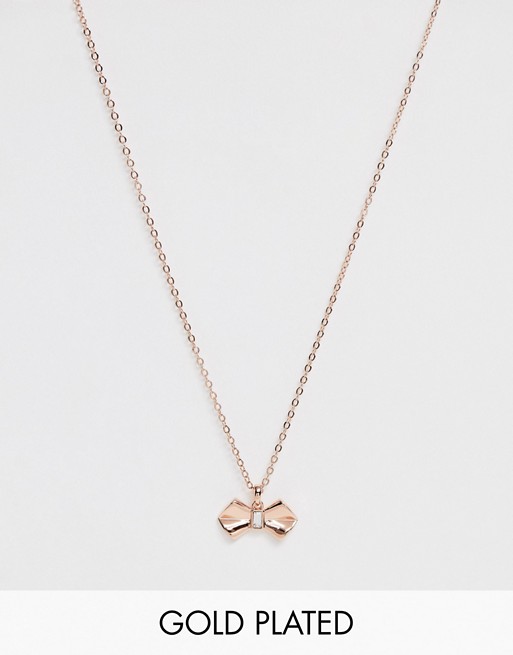 Ted Baker rose gold plated bow detail necklace