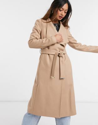 Ted Baker Rosell Wool Blend Wrap Coat In Neutral