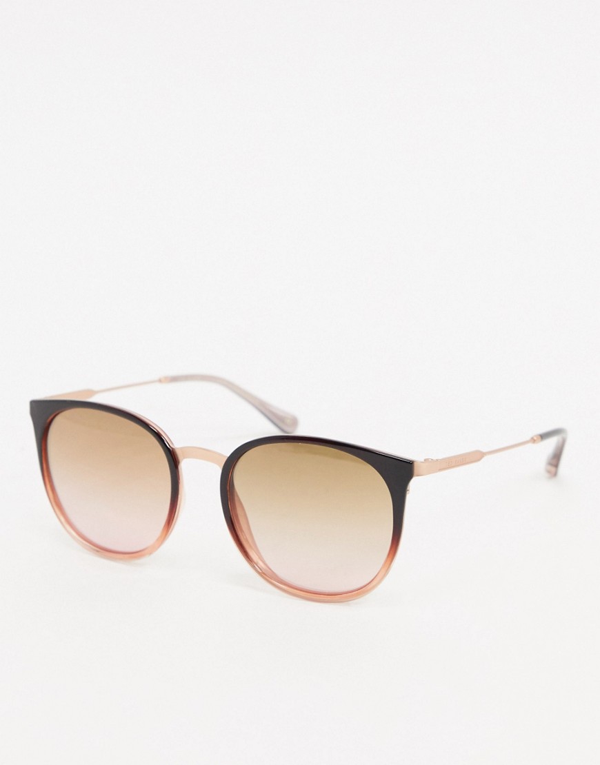 Ted Baker round sunglasses in brown fade