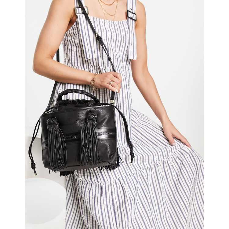 Ted Baker Saffya tassel mini tote bag in black | ASOS