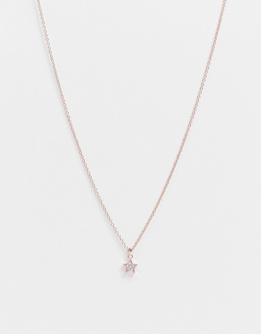 Ted Baker Saigi star pendant necklace in rose gold and crystal