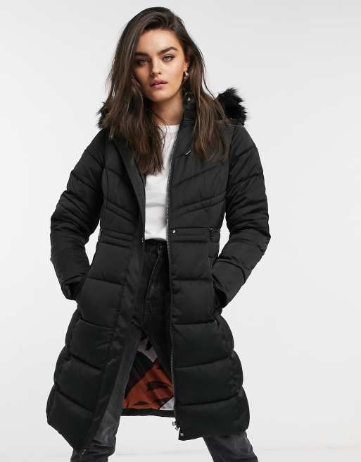 Ted Baker Samira long belted padded coat in black ASOS