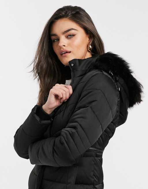 Ted Baker Samira long belted padded coat in black