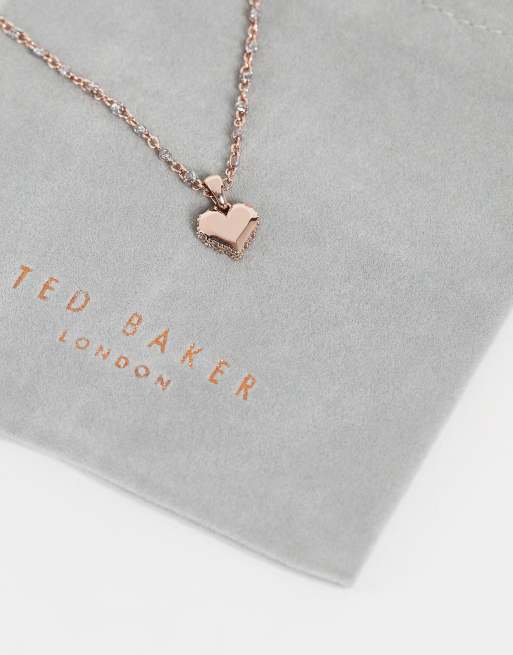 Ted Baker - Saraah - Collana in catenina color oro rosa con ciondolo a cuore luminoso, 3 di 4