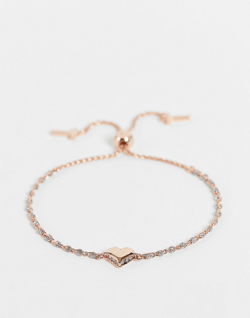 Ted Baker Sarsa sparkle heart adjustable chain bracelet in rose gold