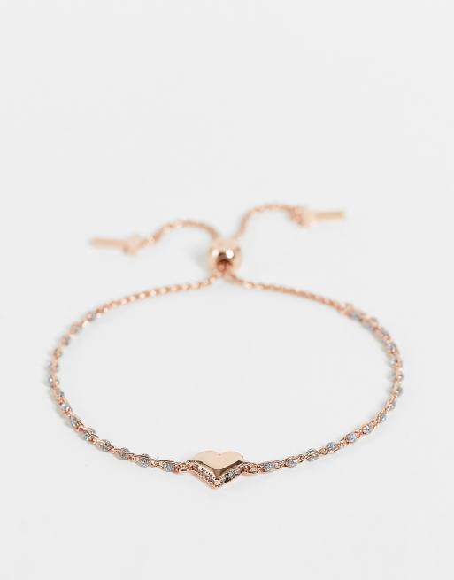 Ted Baker – Sarsa – Verstellbares, funkelndes Armband in Roségold mit kleinem Herzanhänger