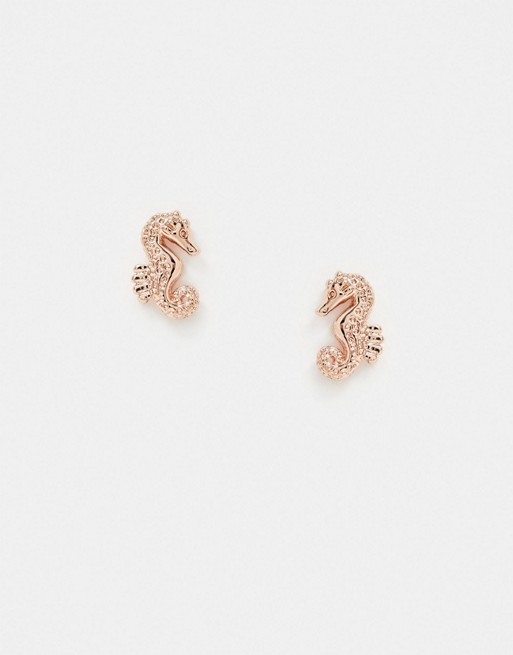 Ted Baker seahorse stud earrings in rose gold