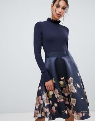 ted baker navy blue floral dress