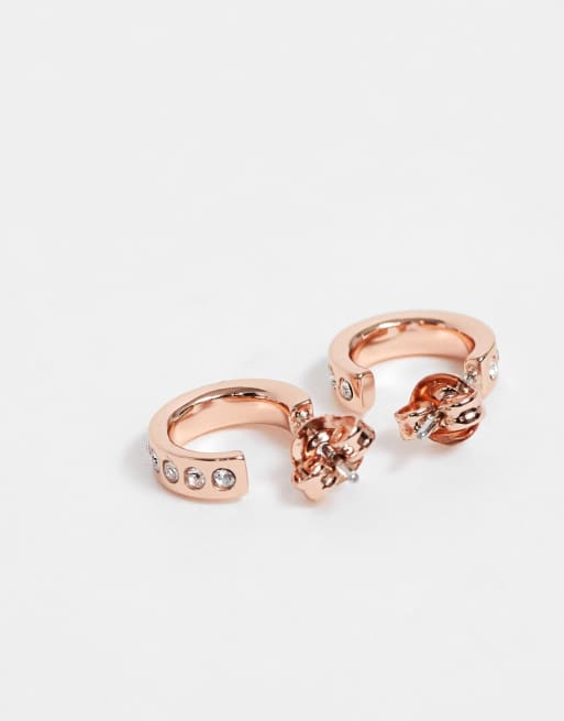 Ted Baker – Seeni – Creolen-förmige Ohrklemmen in Roségold mit Strasssteinen, 2 von 4