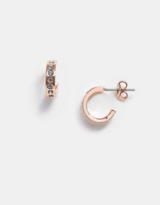 Ted Baker - Seeni - Orecchini a cerchio mini color oro rosa con cristalli