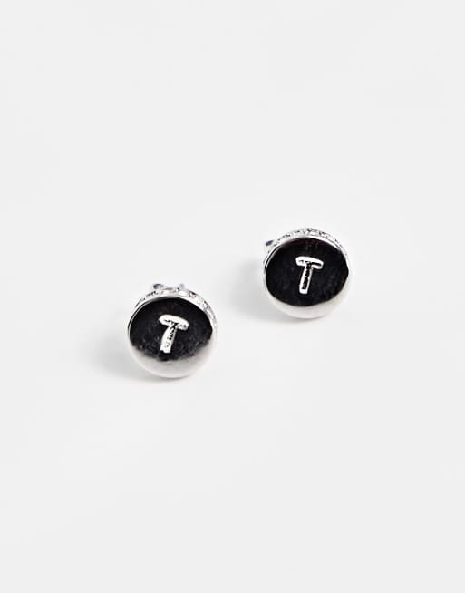 Ted Baker Seesah sparkle dot logo coin stud earrings in silver | ASOS