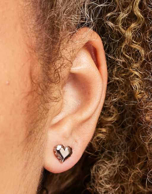 Ted Baker - Sersy - Orecchini a bottone con cuore brillante color oro rosa