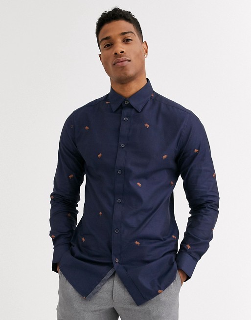 Ted Baker shirt with tiger coupe print in navy