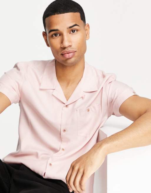 Ted Baker short sleeve shirt with revere collar in pink | ASOS