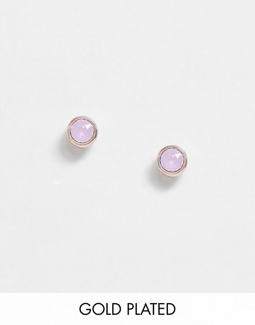 Ted Baker Sinaa rose gold stud earrings with pale pink crystal