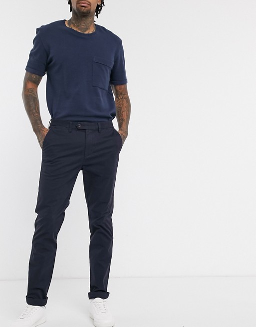 Ted Baker slim fit chino trousers in navy