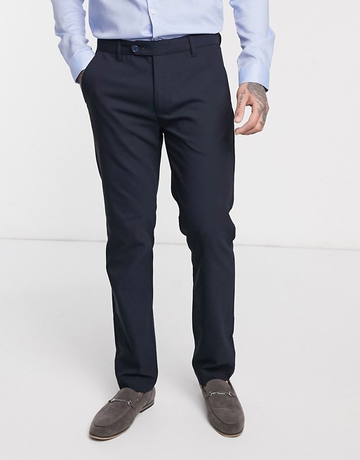 Ted Baker slim fit stretch trousers in navy