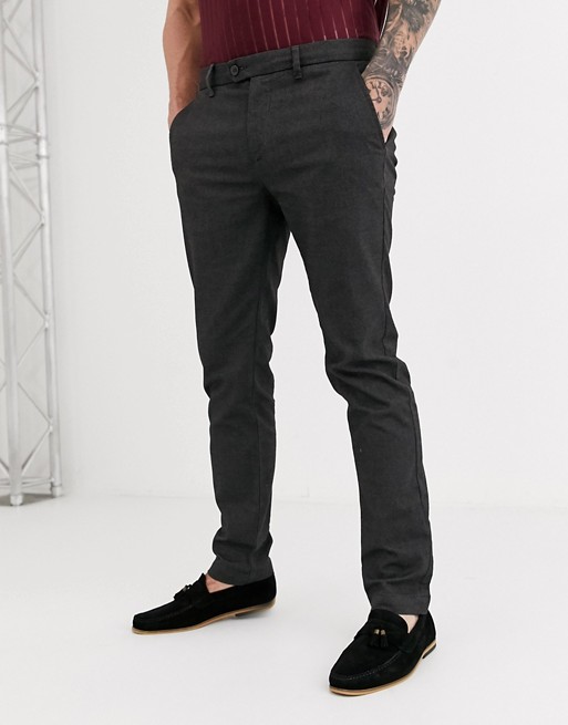 Ted Baker slim fit textured wool trousers in grey
