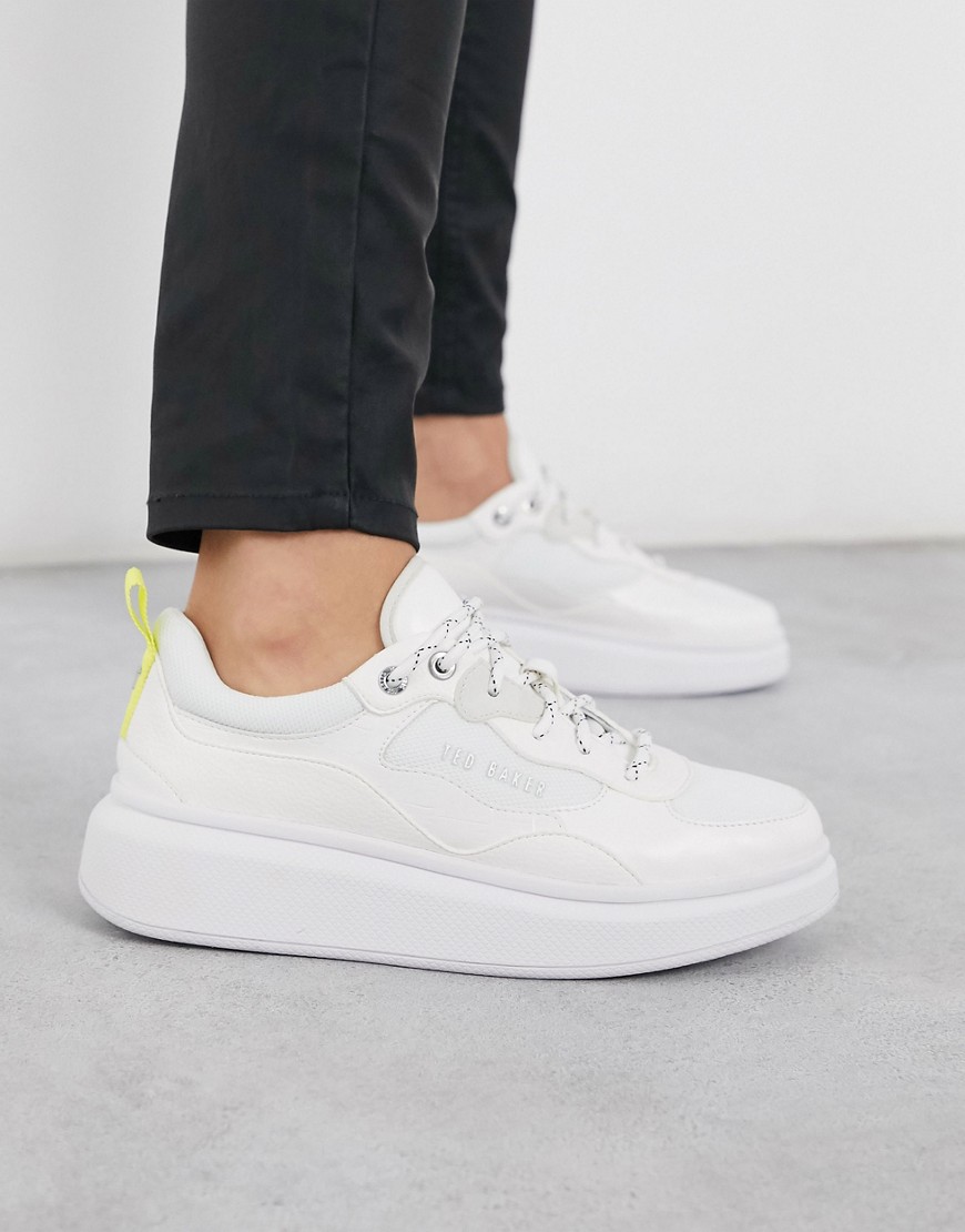 Ted Baker - Sneakers chunky con fascetta fluo-Bianco