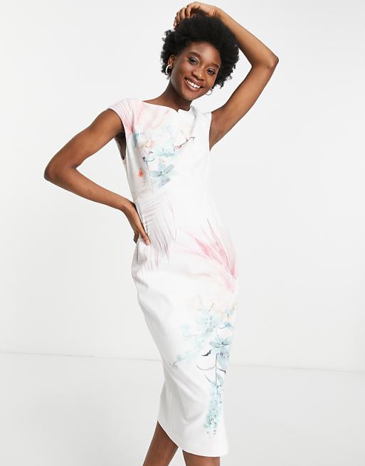 ted baker white dress with flowers Cordina Floral Print Mini Skater Cut to approximately 45 inches from shoulder to hem White Ted Baker Floral Print