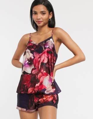 Ted Baker Splendour peplum cami floral pyjama top in purple