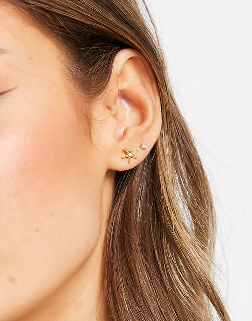 Ted Baker Starly starfish stud earrings in gold