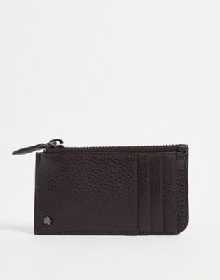 Ted Baker steave leather zip card holder in brown | ASOS
