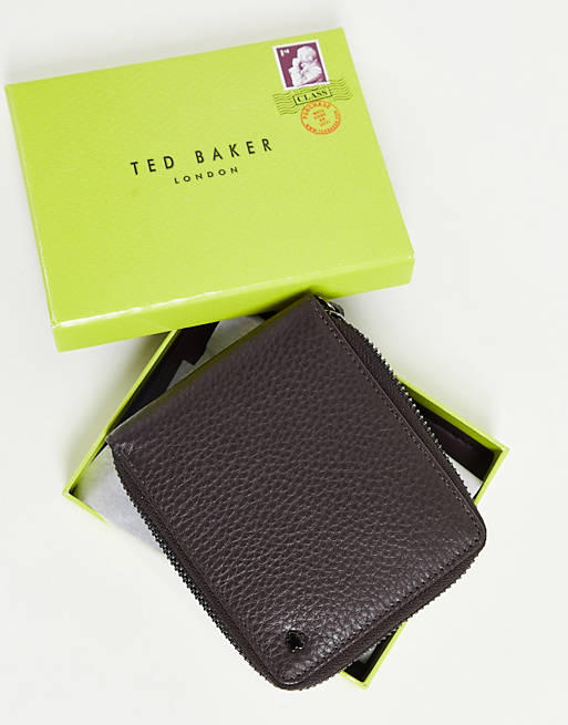 Accessories Wallets/Ted Baker stephen leather zip round wallet in brown 
