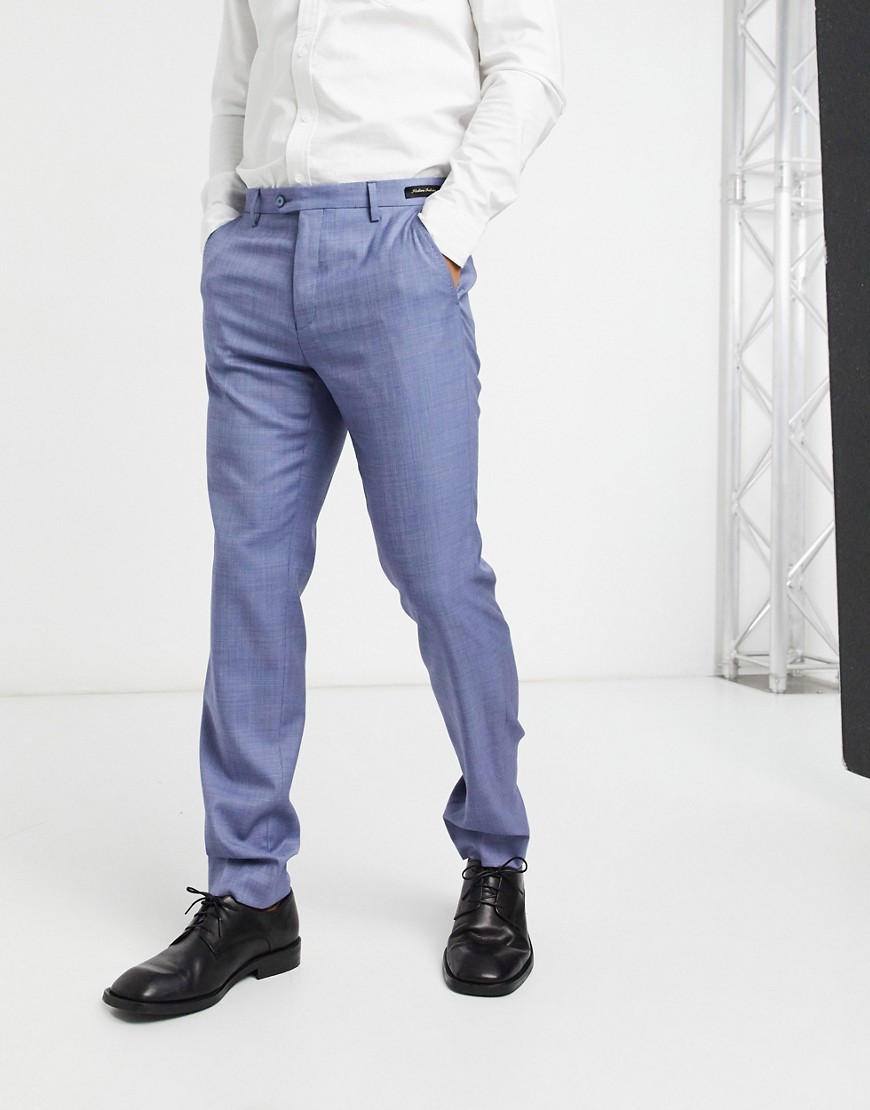 ted baker strong debonair plain slim fit suit trousers-blue