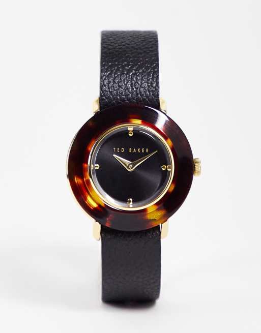 Ted Baker – Svart klocka i rostfritt stål med vändbart läderarmband