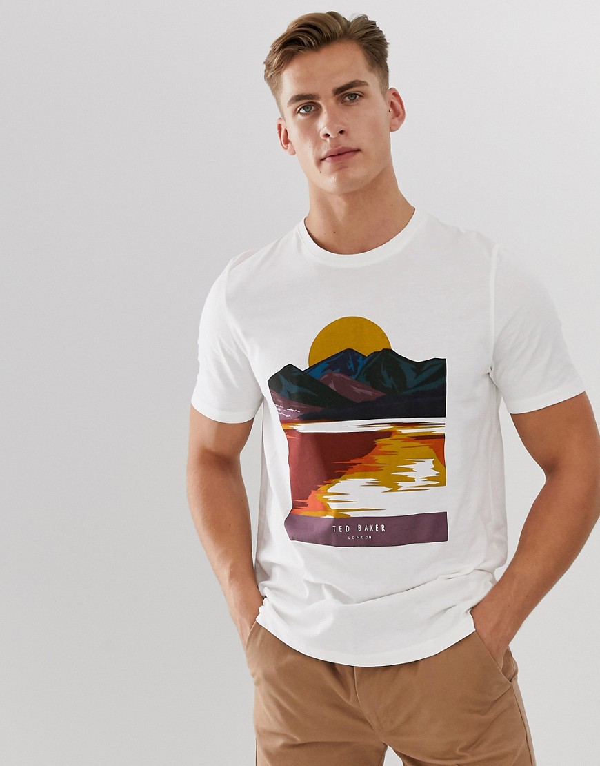Ted Baker - T-shirt met bergprint-Beige