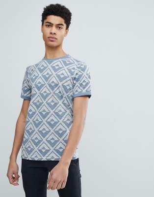 T-Shirt With Geo Print-Gray