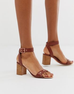 Ted Baker tan leather block heeled 