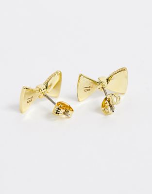 gold bow earrings studs