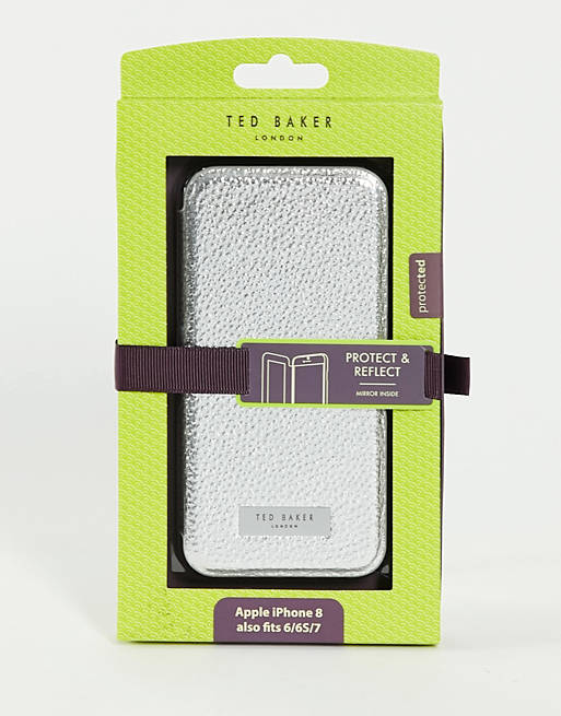 Ted Baker Textured iphone book case in Silver