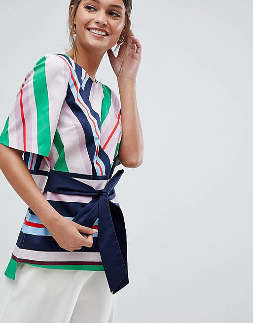 Ted Baker Tie Front Top in Bay of Honor Stripe