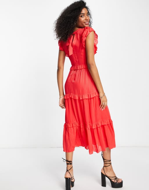 Ted Baker Tiliana tiered midi dress in red