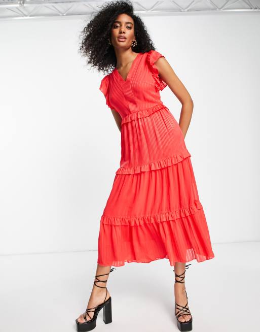 Ted Baker Tiliana tiered midi dress in red