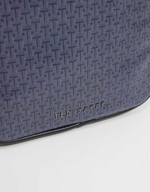 Ted Baker Timmie logo print flight bag in navy