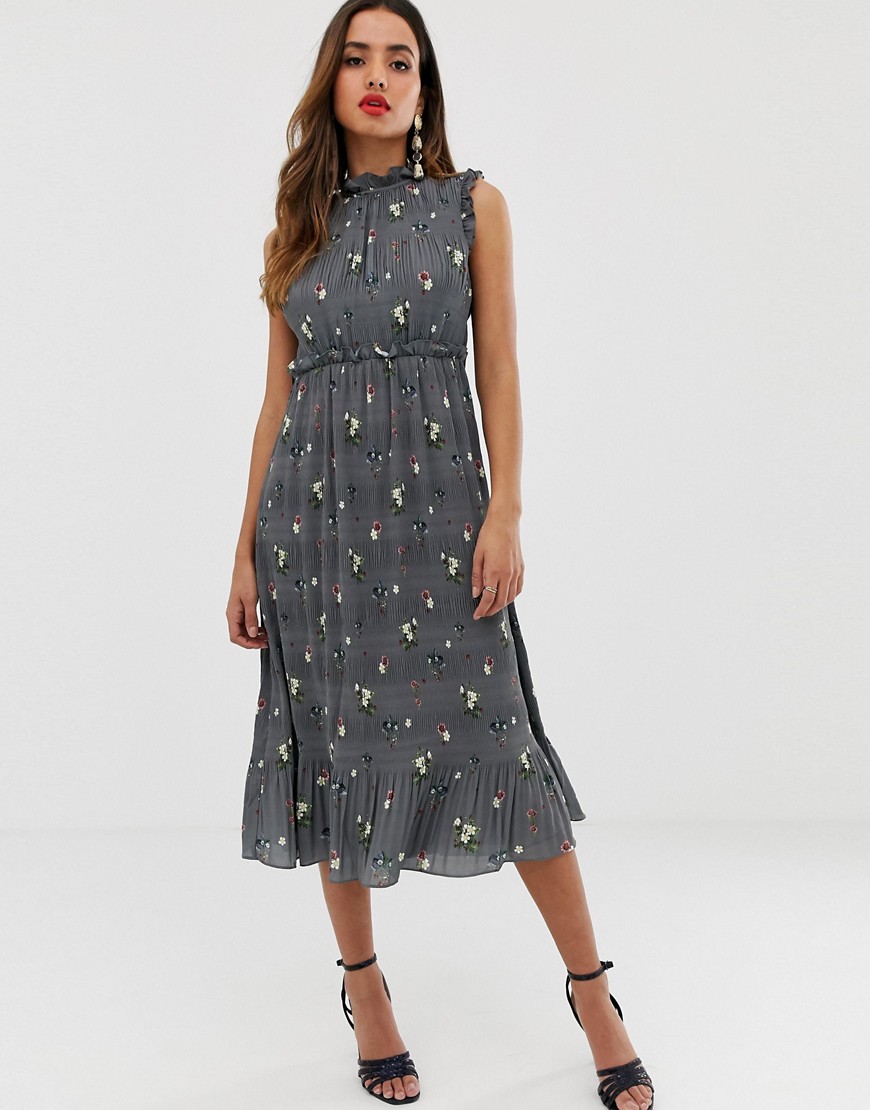 Ted Baker Toppaz oracle pleated midi dress-Grey