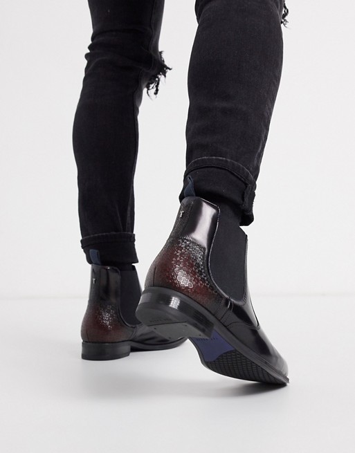 Ted Baker Trallic embossed chelsea boots in high shine