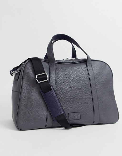 Ted Baker Traves leather holdall in grey