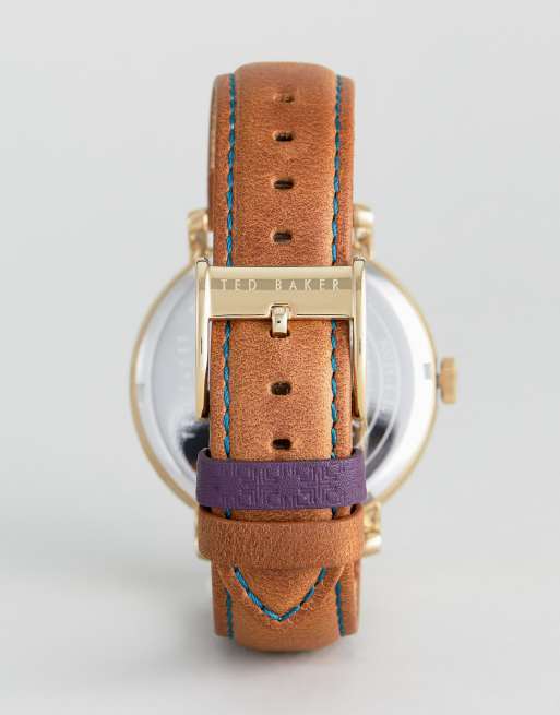 Ted Baker Trent Leather Watch In Tan