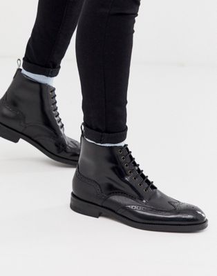 Ted Baker twrehs brogue boots in black hi shine | ASOS