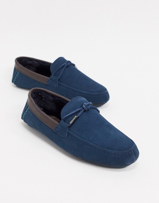 Ted Baker valcent moccasin slippers in navy