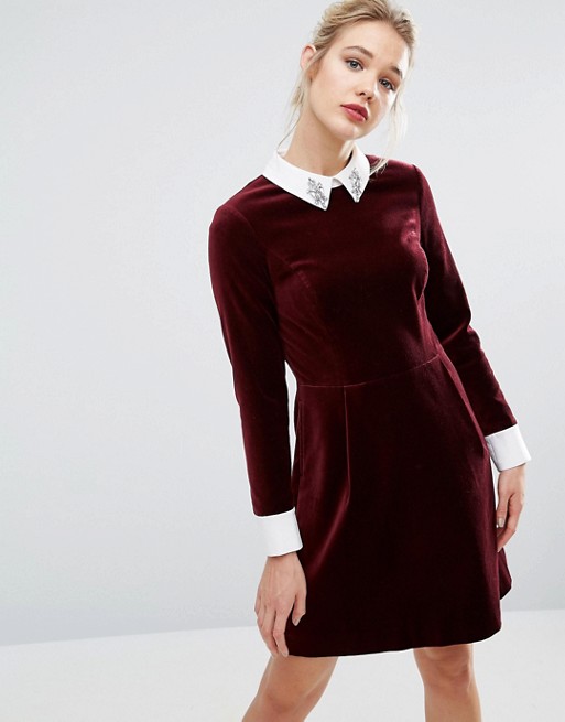 Fast ted baker dress with lace collar from cotton