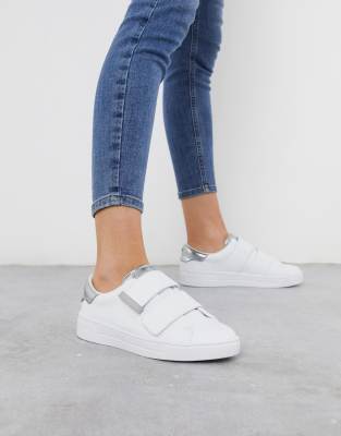 silver velcro trainers