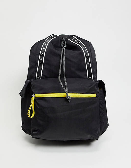  Ted Baker Verser nylon drawstring backpack in black 