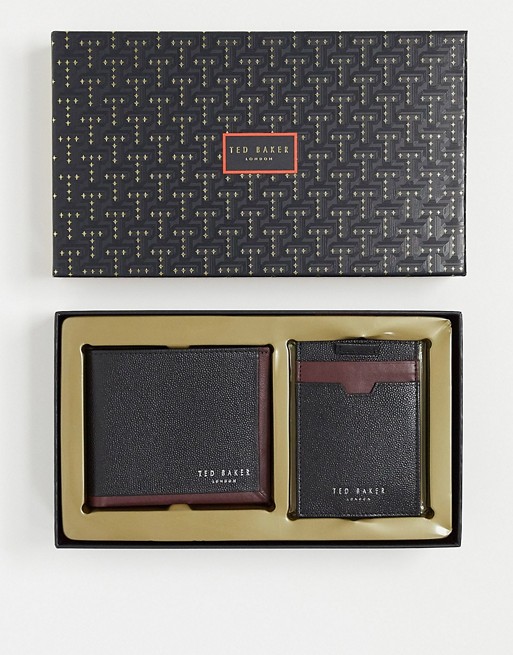 Ted Baker wallet and card holder gift set in black