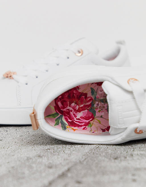 Ted Baker White Leather Sneakers With Rose Gold, 58% OFF
